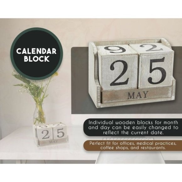 Wooden Calendar Block Wood Desk Calendar Office - Picture 2 of 3